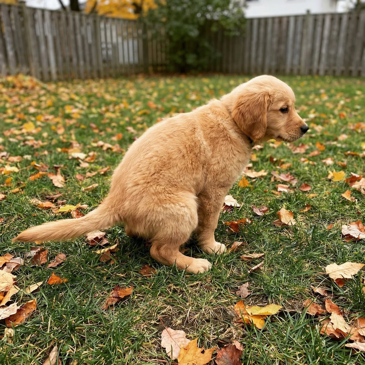 Puppy potty training outdoors