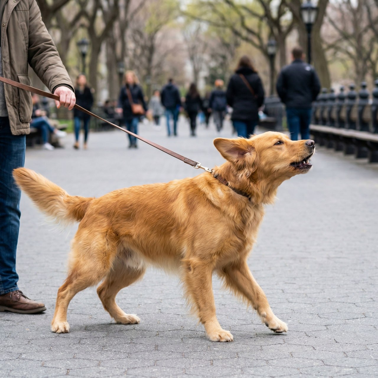 Reactive dog on leash barking at triggers